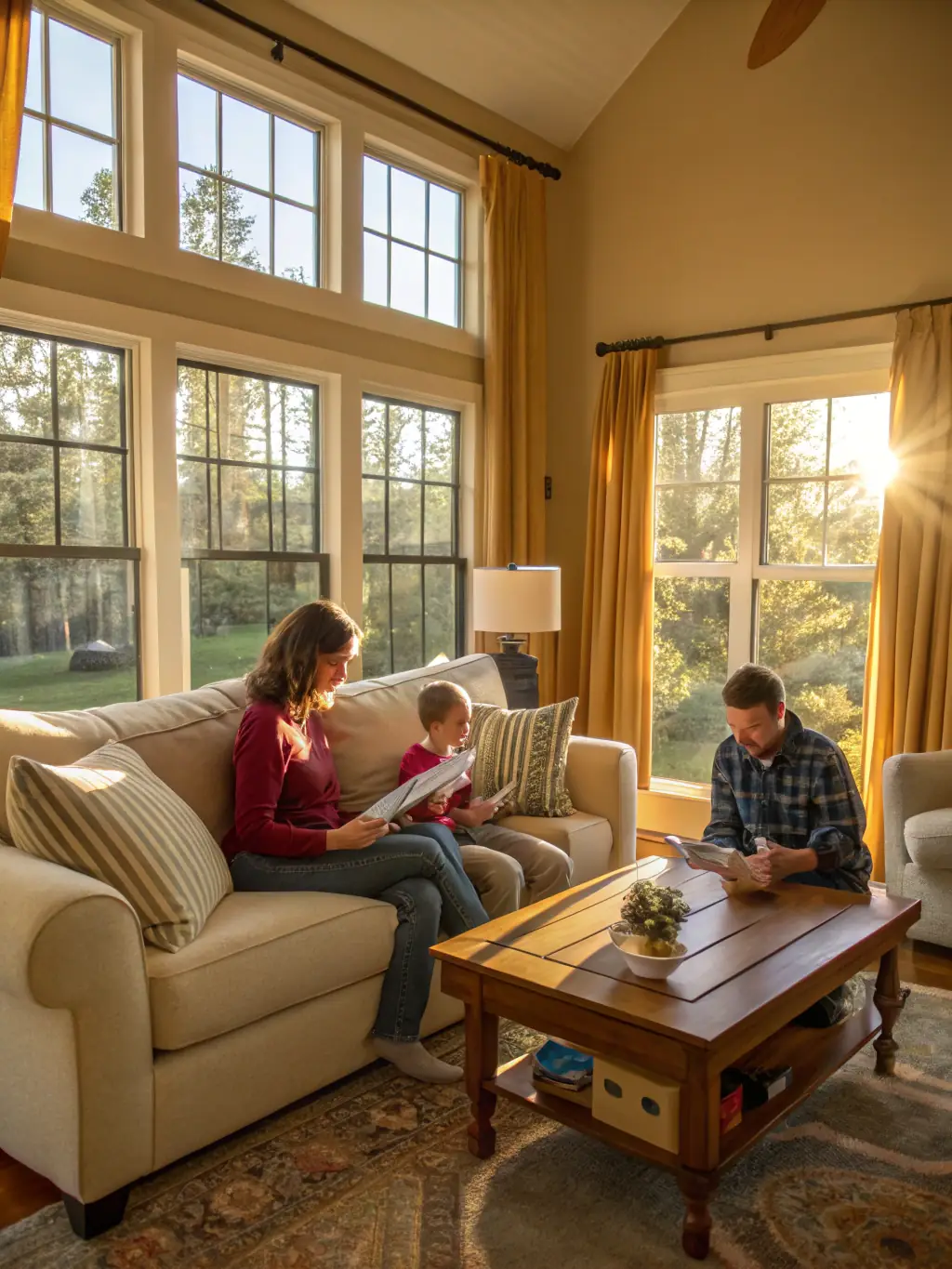 A contractor's family at home, feeling secure, representing the peace of mind that comes with income protection.